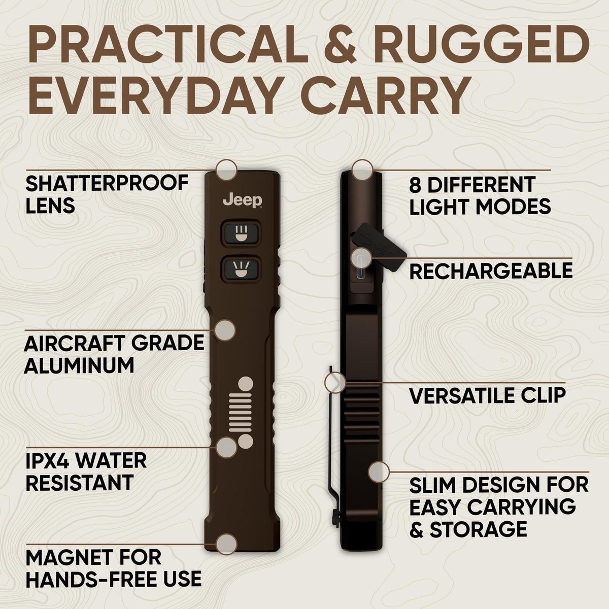 Energizer Jeep SM-1250's clip and magnet enable hands-free use during tasks.