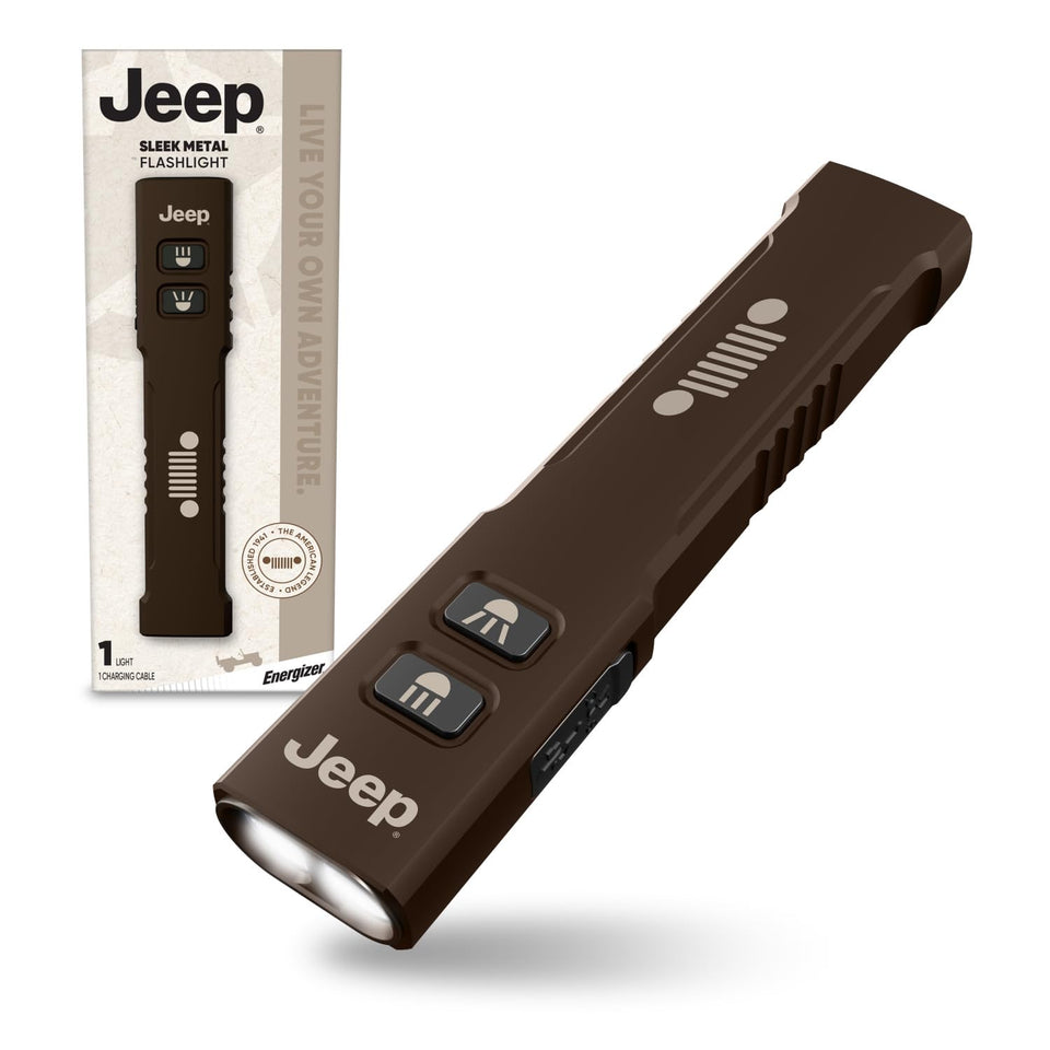 Energizer Jeep SM-1250 flashlight boosts beam with up to 100 meters of visibility for outdoor adventures.