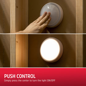 Energizer LED tap light with adhesive mount for flexible placement.