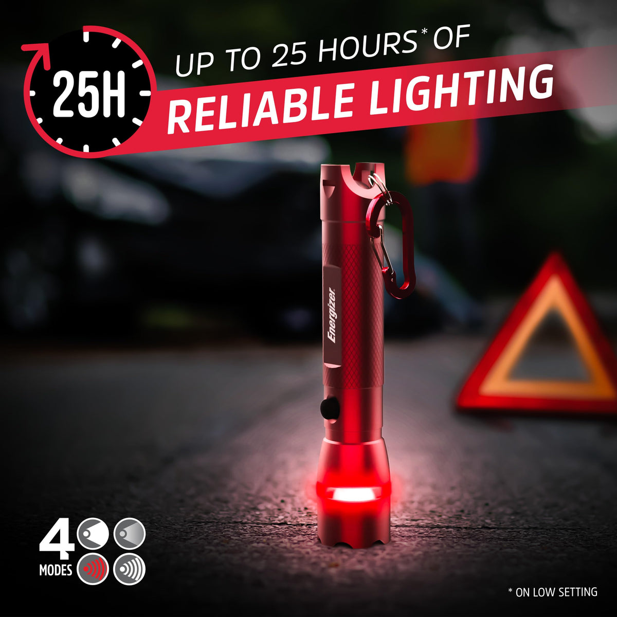 Energizer R-300 high low strobe red modes provide versatile lighting options