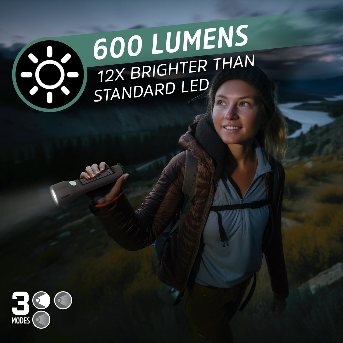 Energizer S-600 beam range to 400m enables long-distance visibility