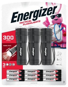 Energizer T-300 flashlight with included lanyard for secure carry.