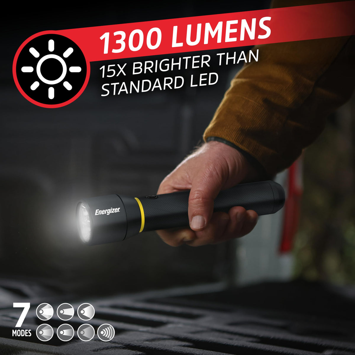 Energizer Vision PRO wide beam delivers broad area lighting for campsites.