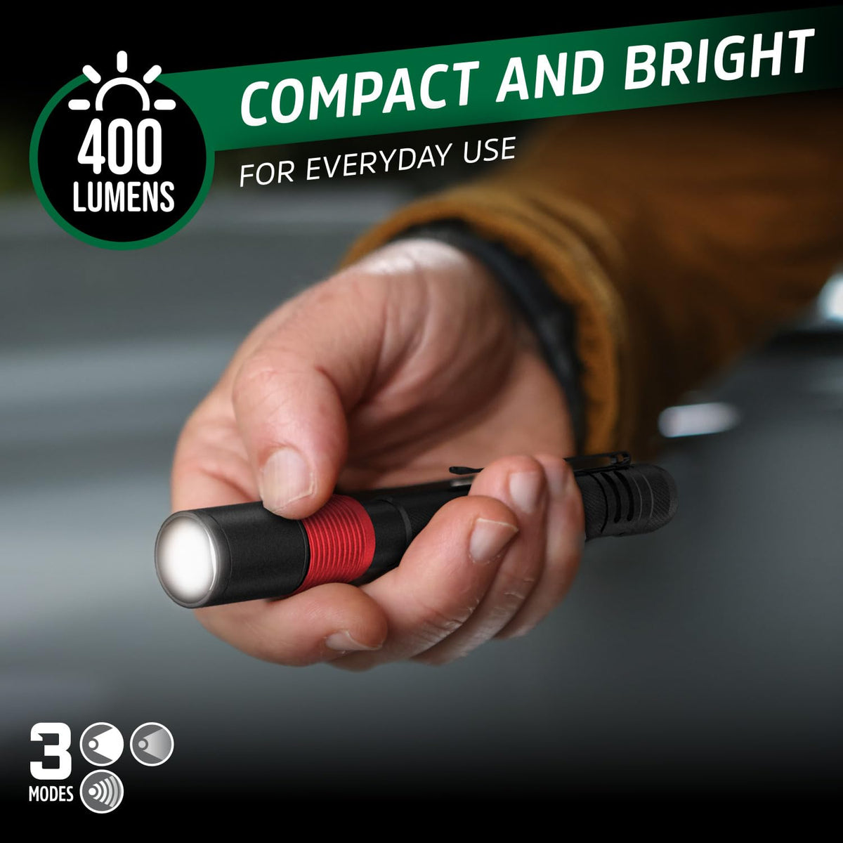Energizer X-400 pen light delivers 400 lumens for close-up tasks.