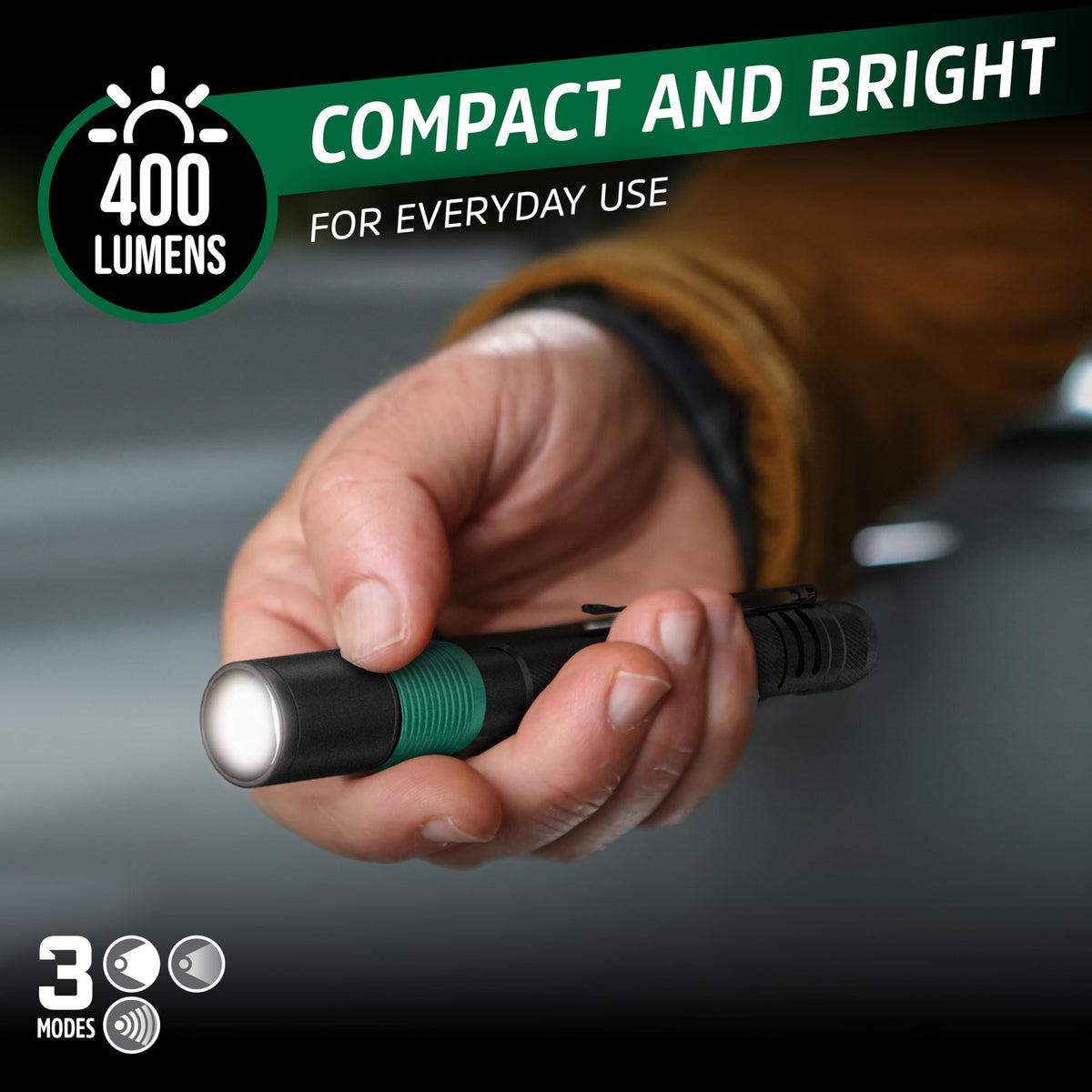 Energizer X-400 emits a bright 400-lumen beam for close-up tasks.