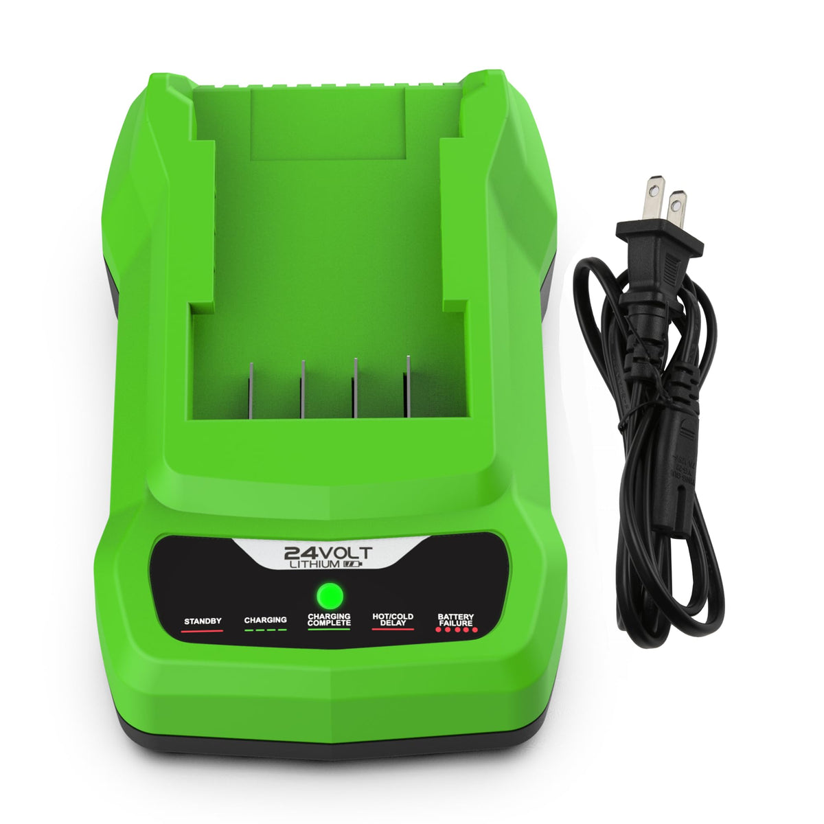 Energup 24V CAF806 charger front view, compact and easy to store.