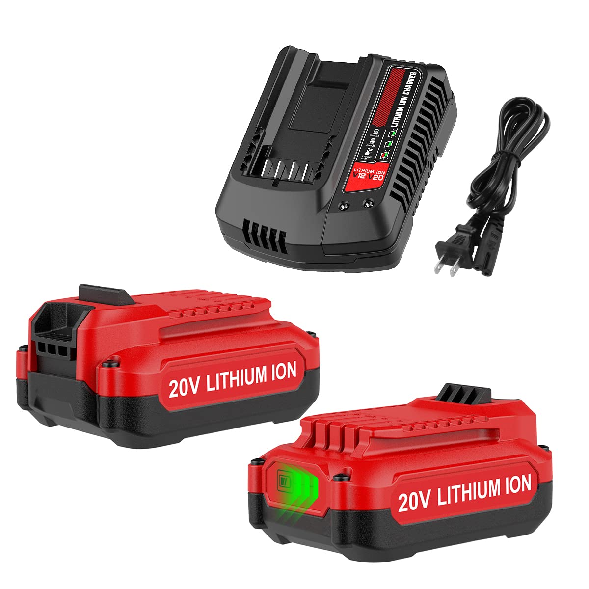 Energup 2Pack V20 batteries front view for Craftsman tools and ready power