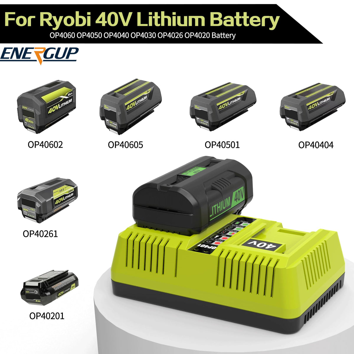 energup OP401 dual-port charger back view with accessible ports