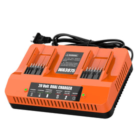 Energup 2Port WA3875 charger front view showing dual ports for fast charging two batteries.