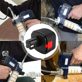 Energup in-use with Lincoln grease gun shows reliable power on site.