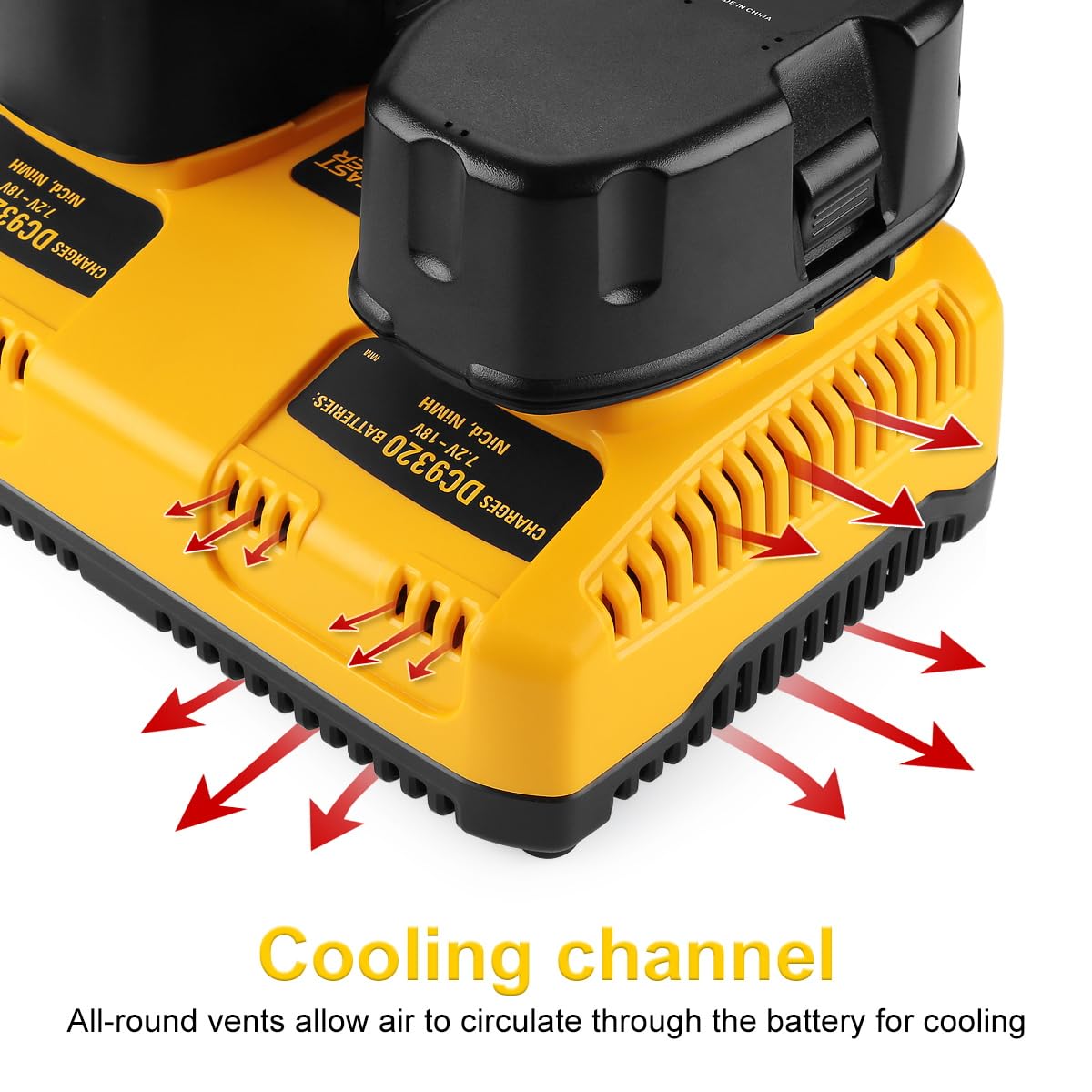 Energup DC9320 dual charger in use charging two batteries simultaneously