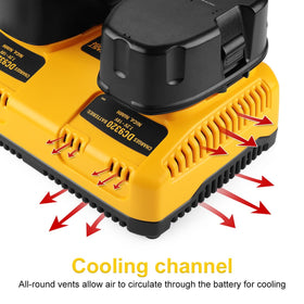 Energup DC9320 dual charger in use charging two batteries simultaneously
