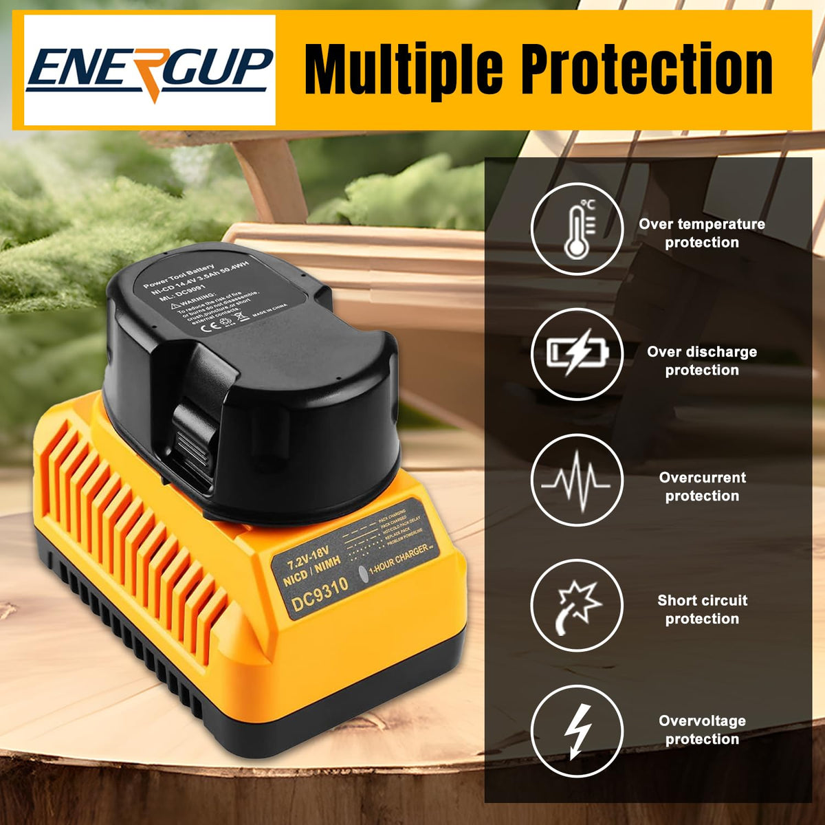 energup Dewalt battery compatibility supports 7.2V to 18V tools