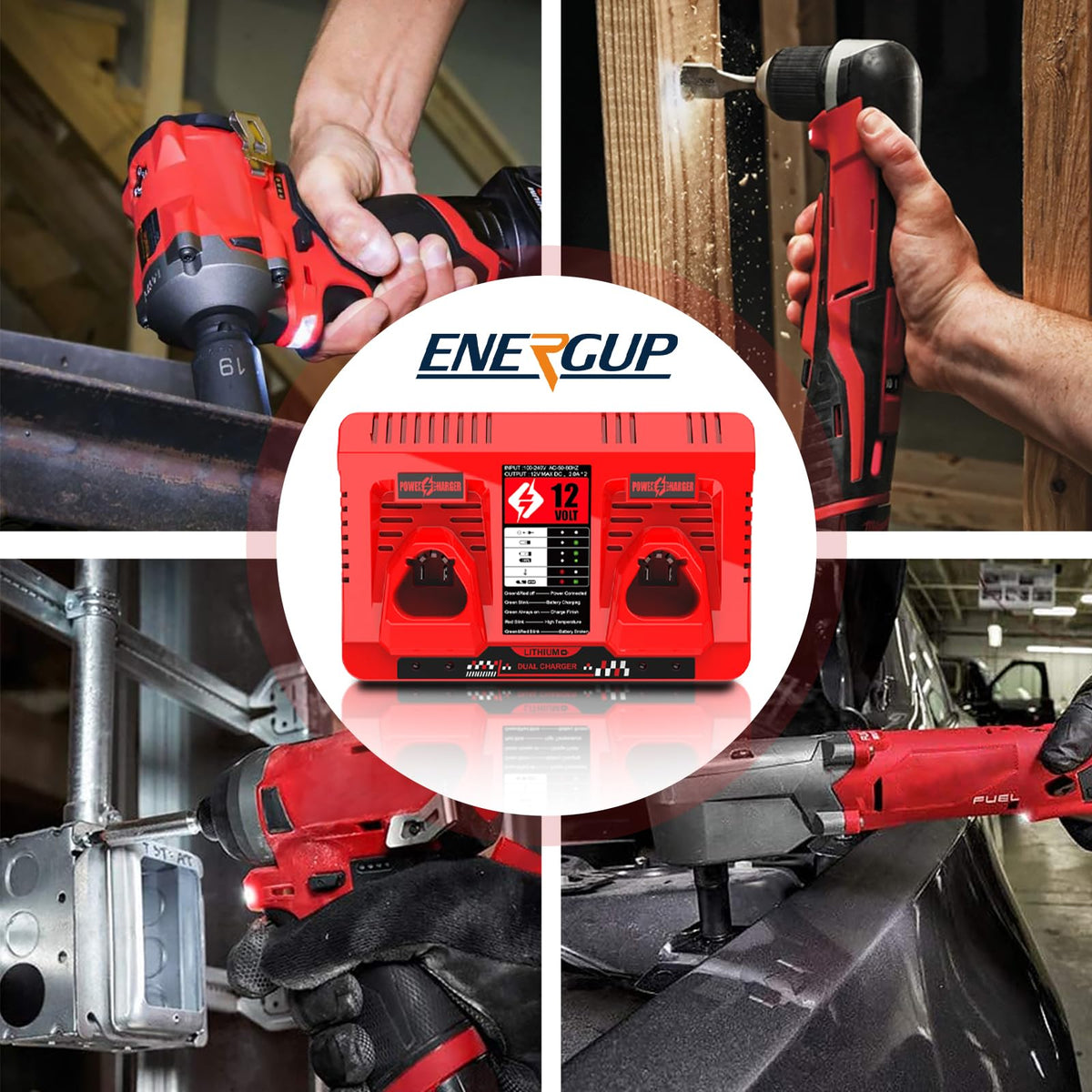 Energup Milwaukee battery setup with 48-11-2401 compatibility for replacement.