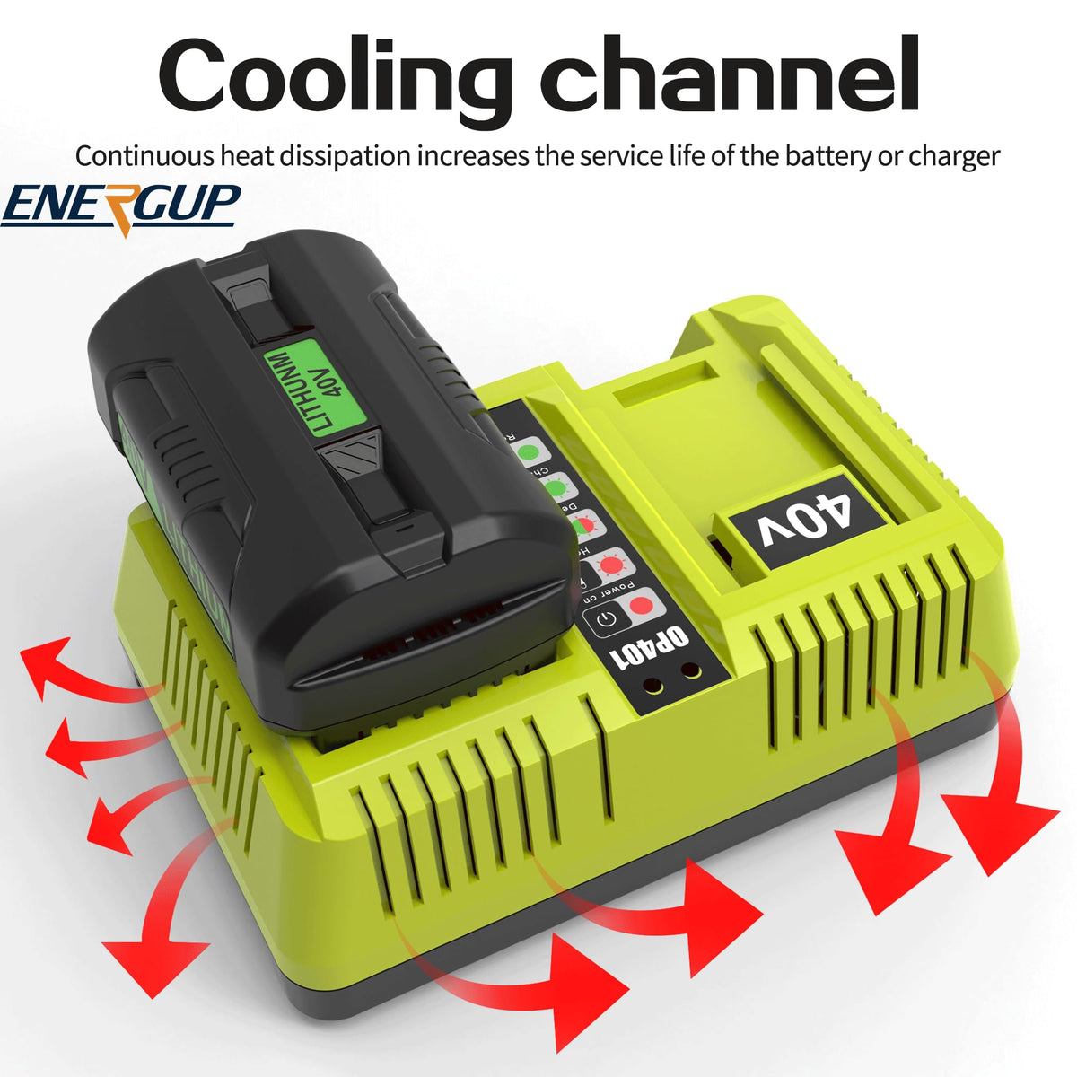 energup OP401 compact charger in a small workspace setup