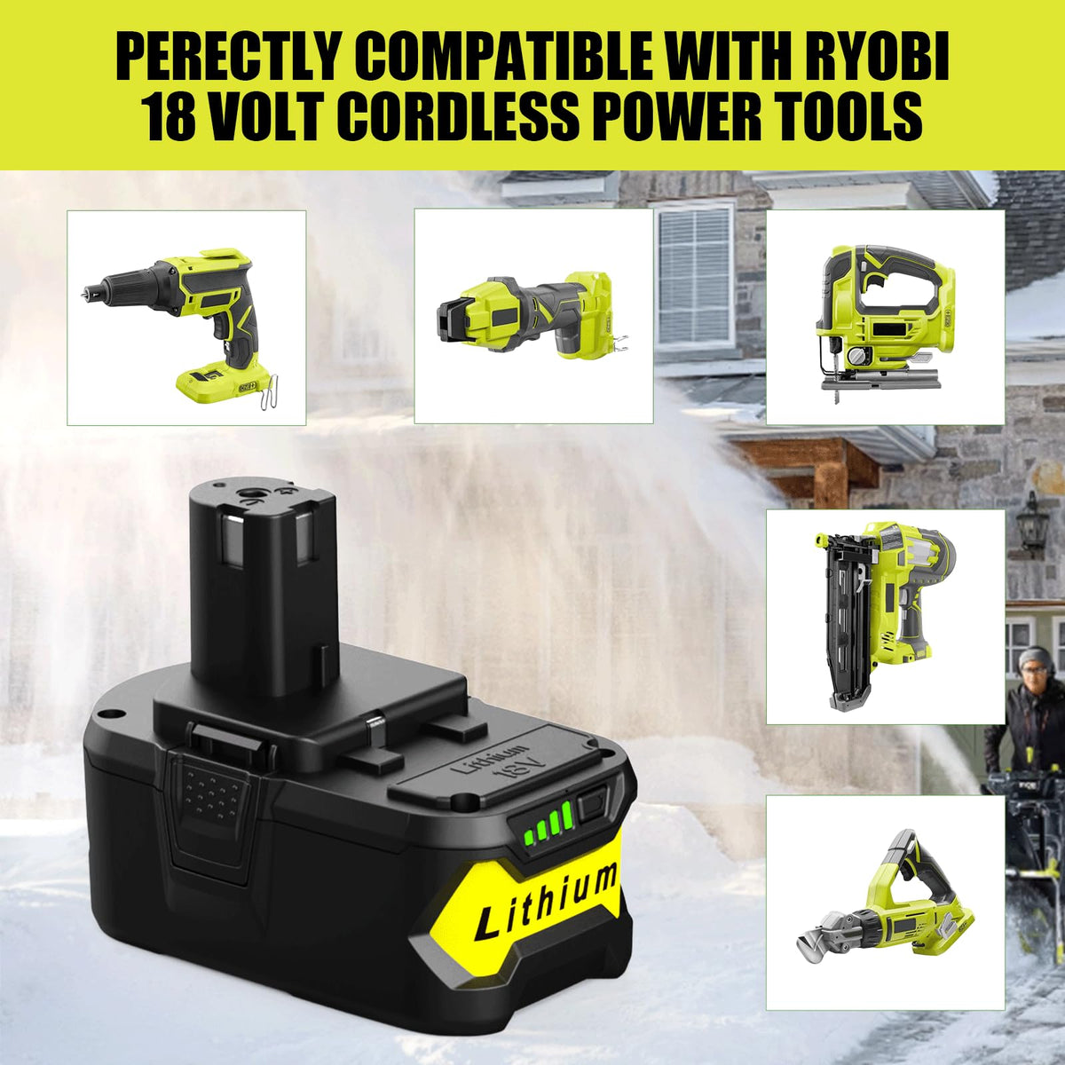 Energup Ryobi 18V battery P104 fade-free power for continuous work