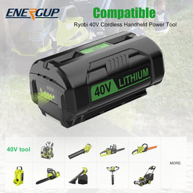 energup Ryobi 40V battery LED indicator shows charge level