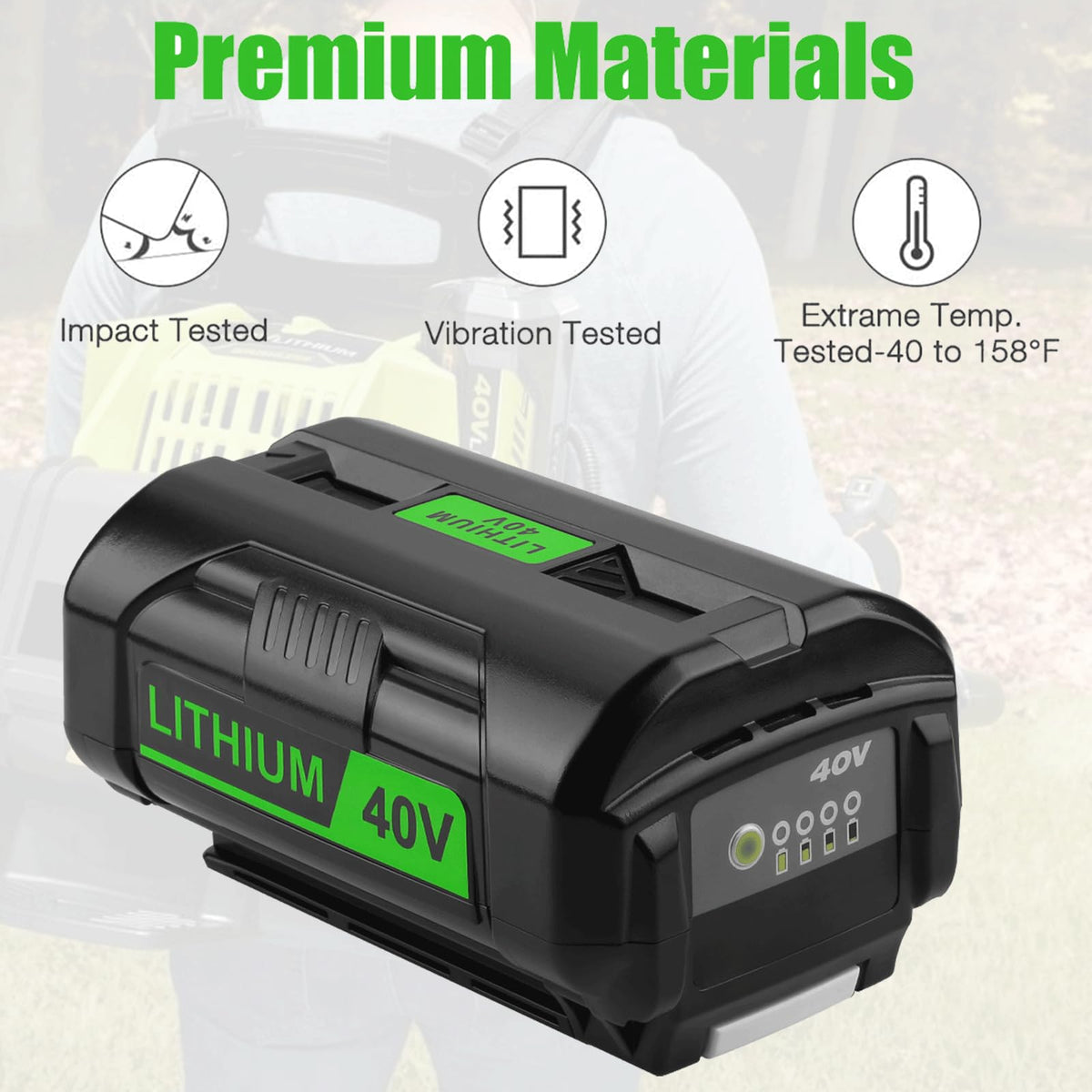 energup Ryobi 40V battery safety labels and certifications