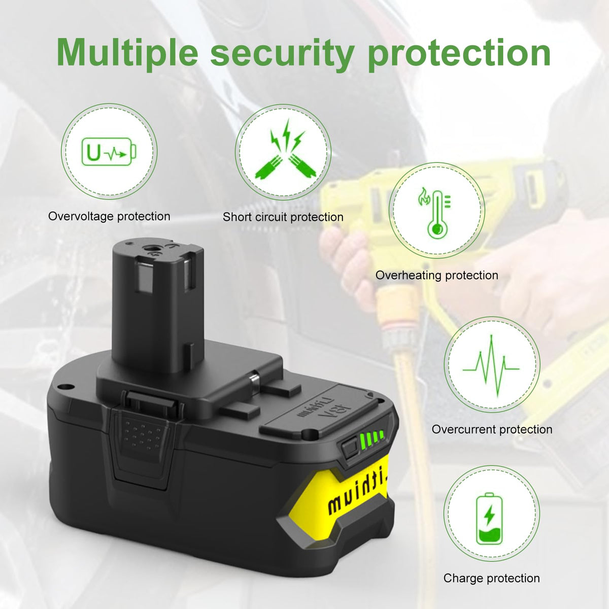Energup compatibility chart for Ryobi 18V batteries