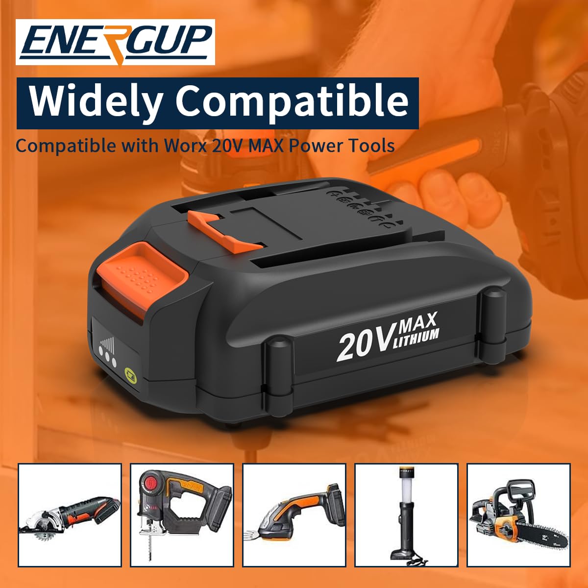 energup Worx 20V battery 2-pack durability shell withstands daily use