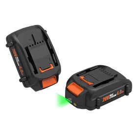 energup Worx 20V battery 2-pack front view shows compact, lightweight design for easier use