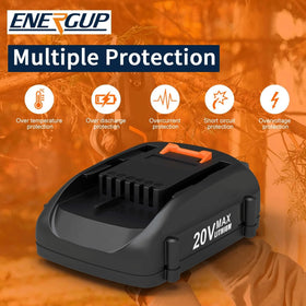 energup Worx 20V battery 2-pack LED indicator confirms charge level at a glance