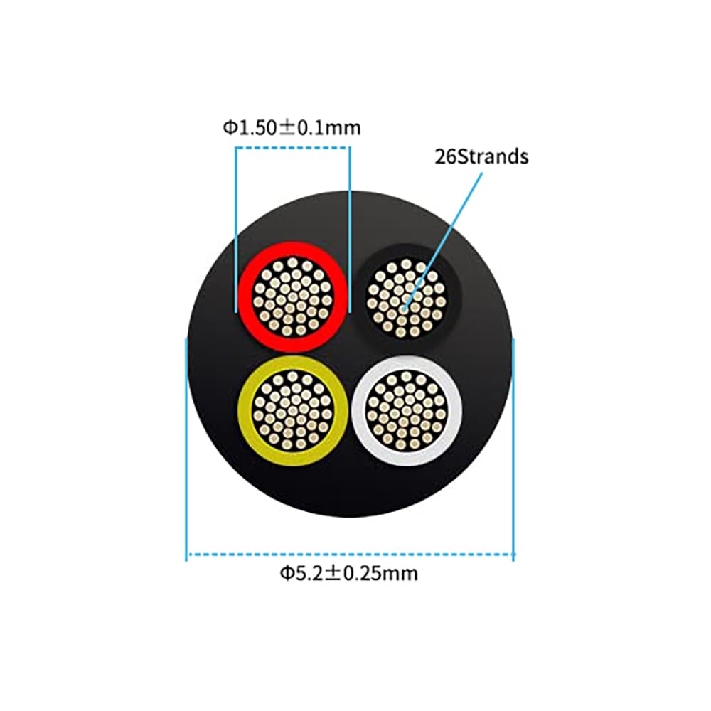 ENERJOUR 20AWG 4-conductor wire diameter indicates flexible routing options