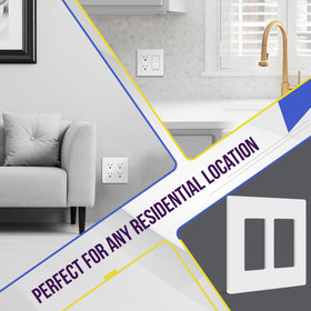 ENERLITES 2-gang wall plate with smooth edges for easy cleaning