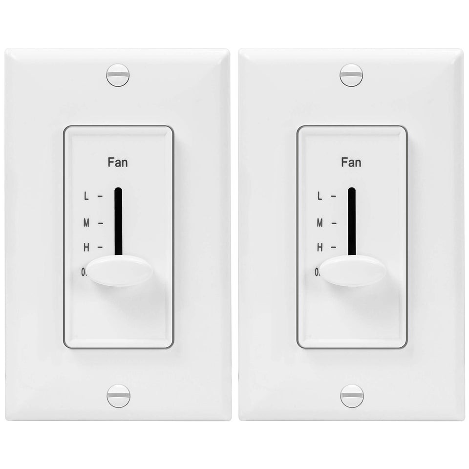 ENERLITES 3-speed decor wall fan switch in white for quiet control.