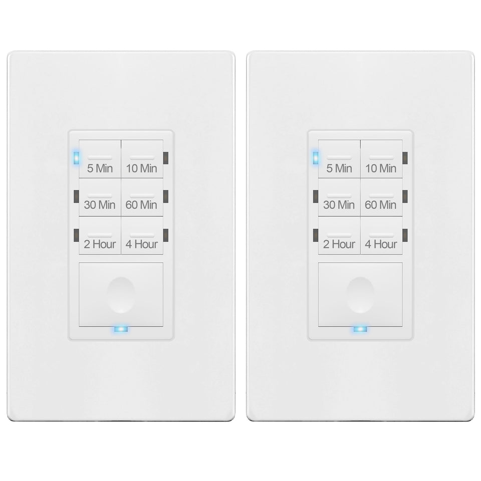 enerlites 4-hour countdown switch front view shows simple timer control for lights and fans