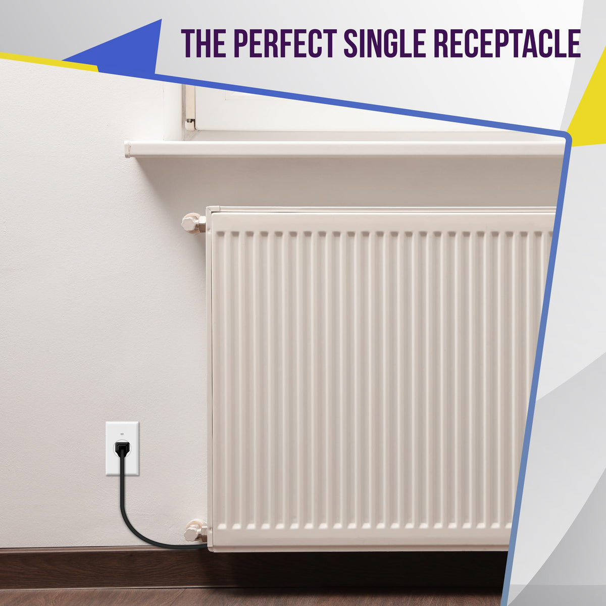 Enerlites 61200-TR-W outlet side view showing shallow body fit.