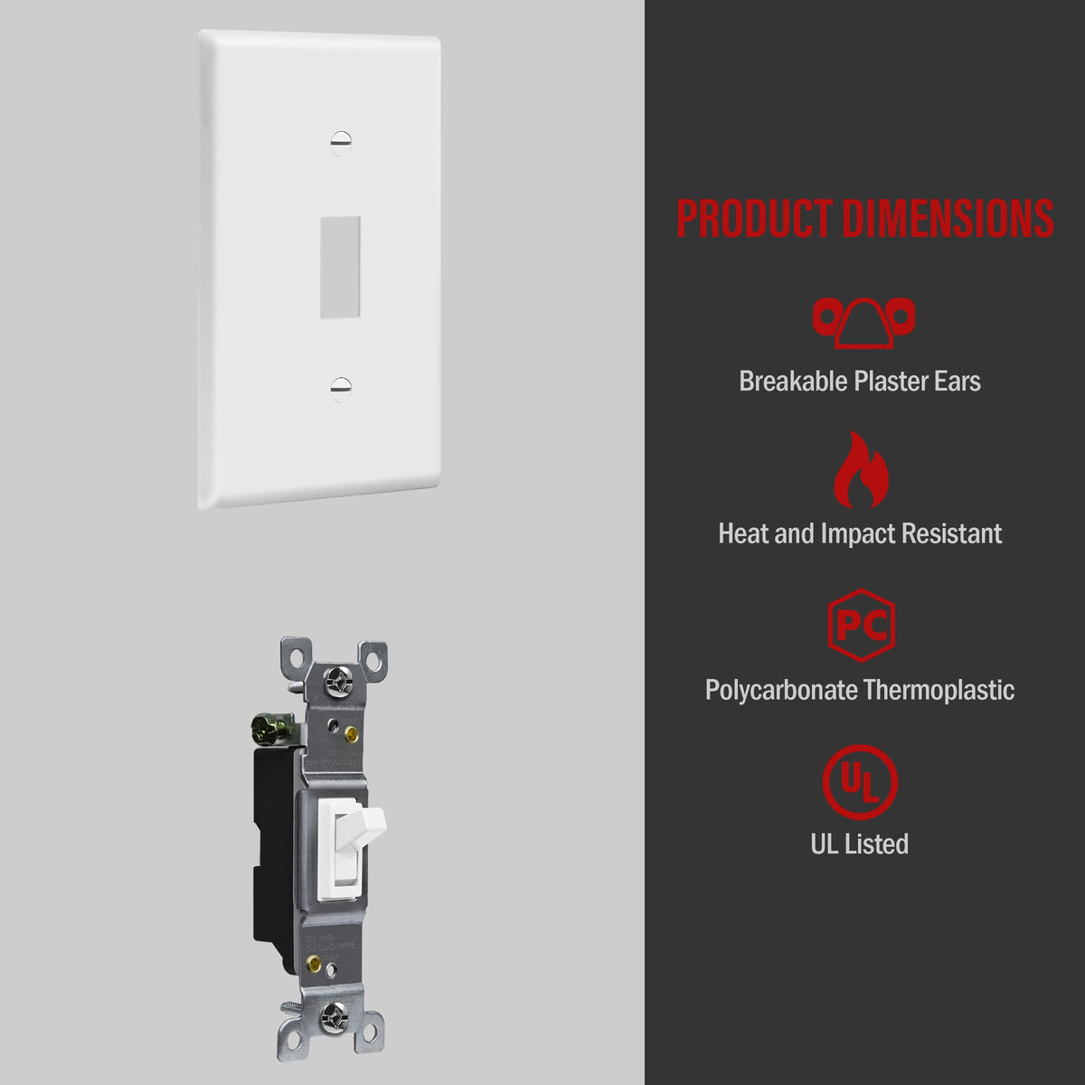 ENERLITES 8811-W white standard-size wall plate included in the bundle