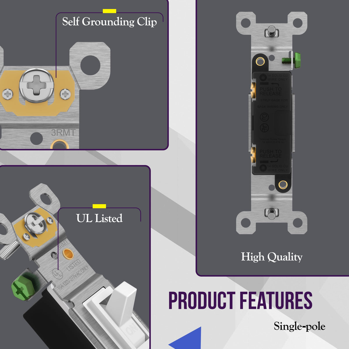 Enerlites 88115 polycarbonate body emphasizes impact resistance suitable for high-traffic areas.