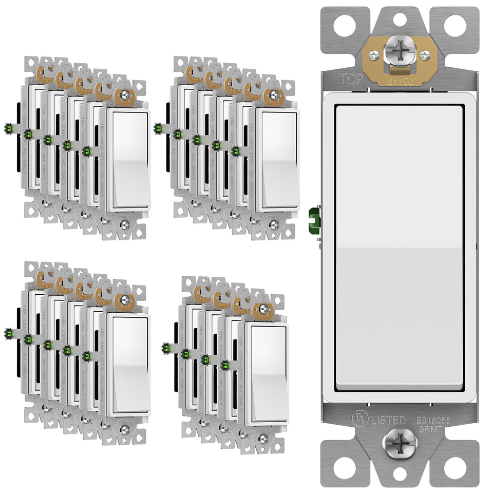 Enerlites 91150-W front view switch for residential and commercial lighting control.