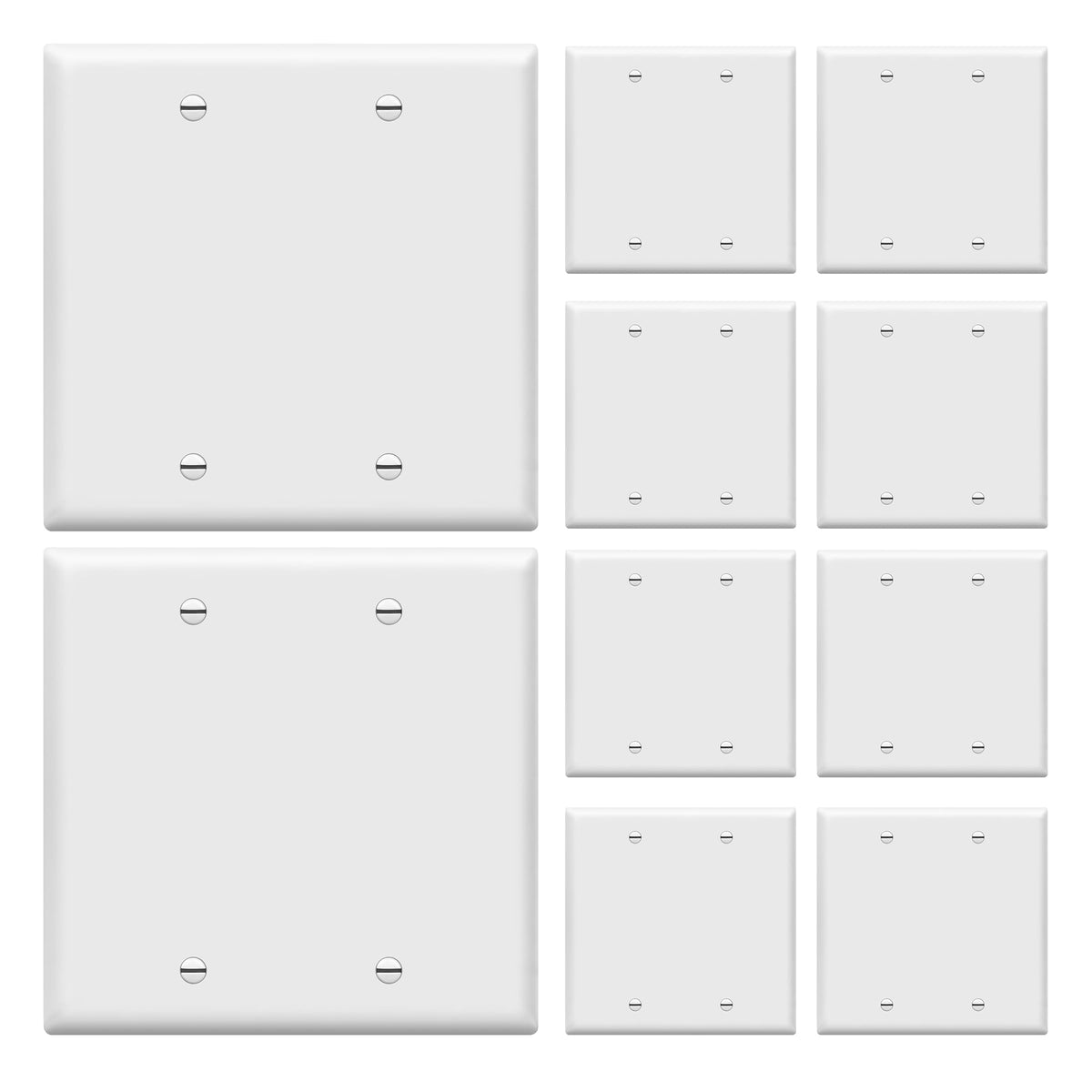 ENERLITES blank wall plate in gloss white, 2-gang layout for clean outlets
