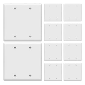 ENERLITES blank wall plate in gloss white, 2-gang layout for clean outlets