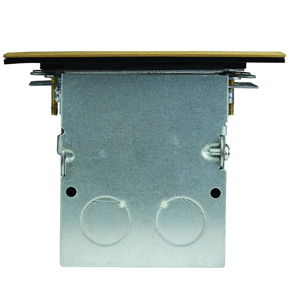 Enerlites brass finish floor box kit suitable for elevated floors.