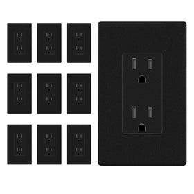 ENERLITES decorator receptacle matte black for a sleek, fingerprint-resistant wall outlet