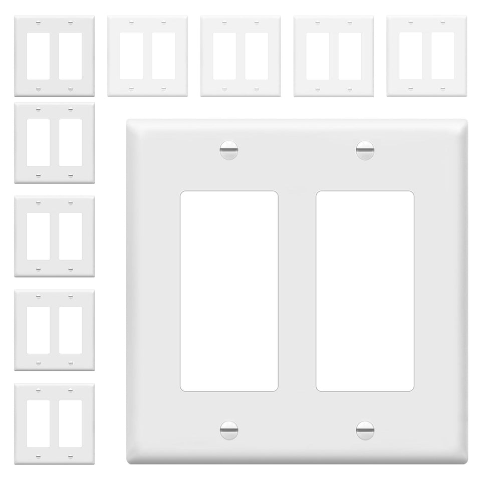 Enerlites decorator wall plate 2-gang white provides durable cover for switches and outlets
