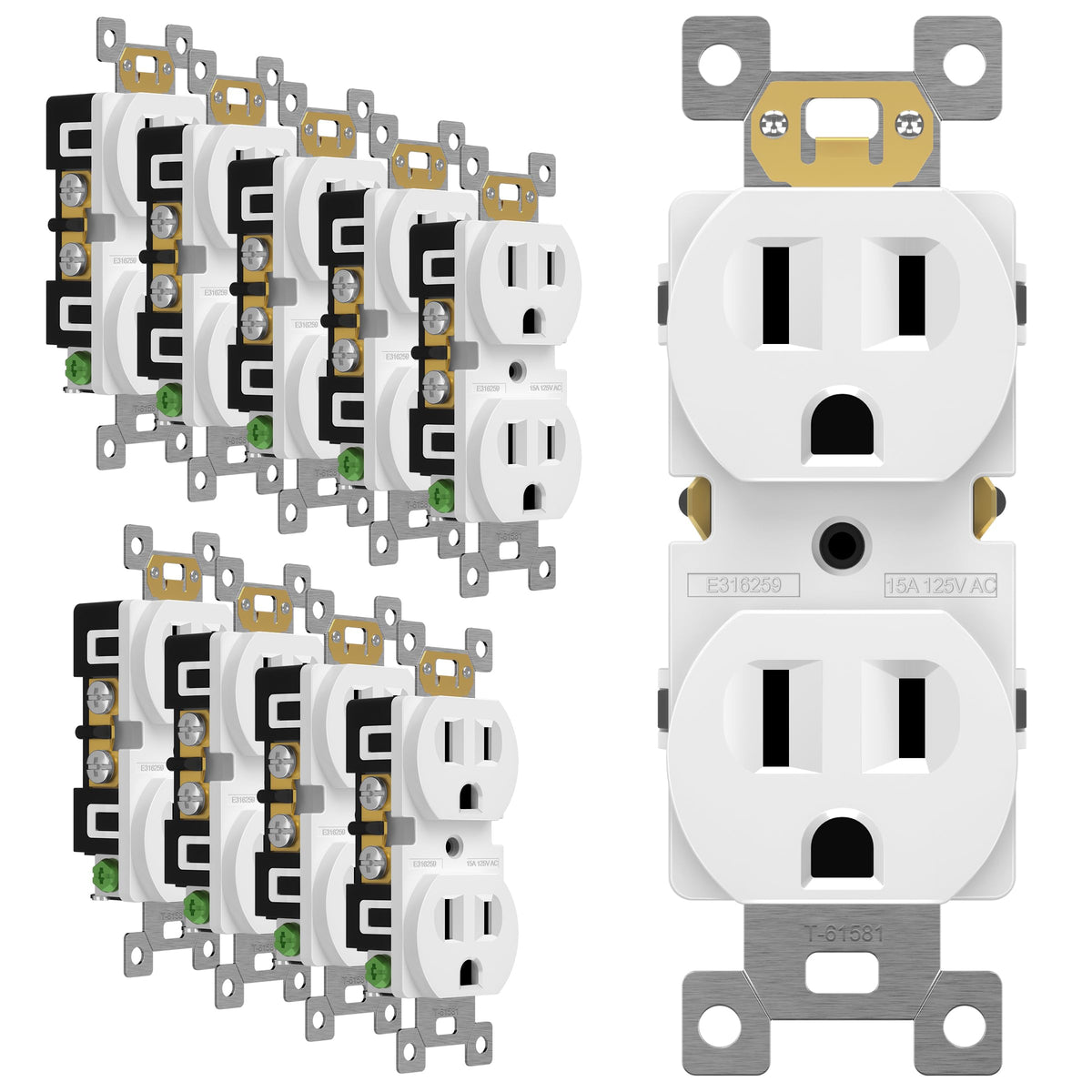 ENERLITES duplex-receptacle-15a-125v-white for reliable everyday use.