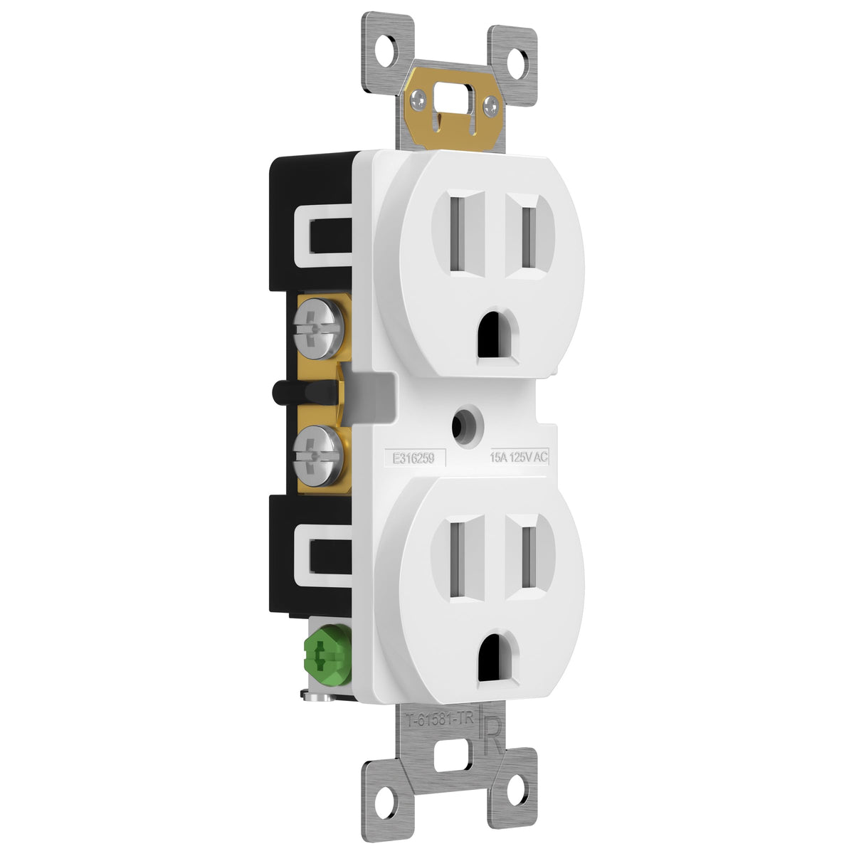 ENERLITES duplex outlet side wiring demonstrates easy installation options