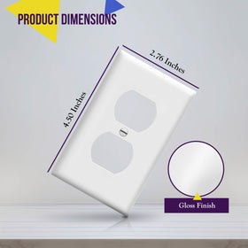 ENERLITES duplex wall plate white, robust polycarbonate for long-lasting outlet protection.
