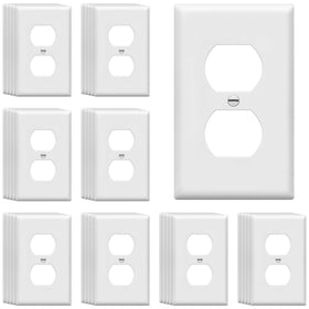ENERLITES duplex wall plate gloss white 40-pack mounted for durability and easy cleaning.