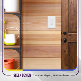 Enerlites jumbo duplex wall plate white color suits most interiors.