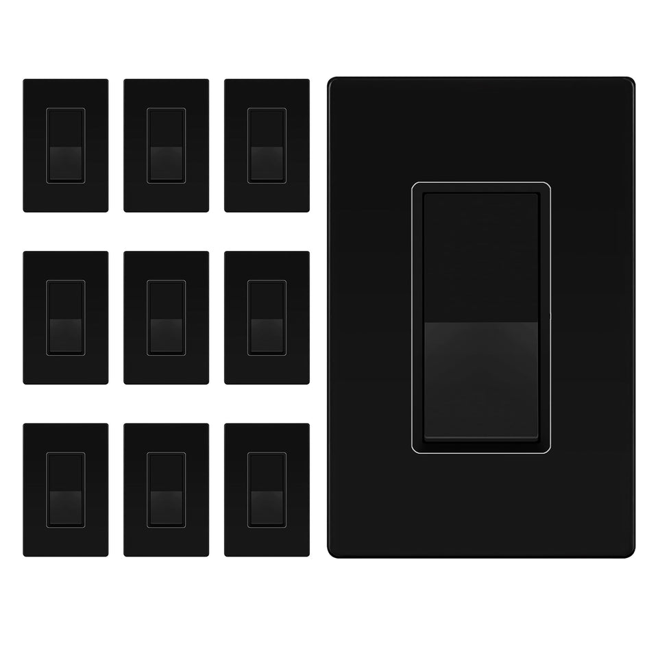 ENERLITES matte black light switch with fingerprint resistant finish for a modern look