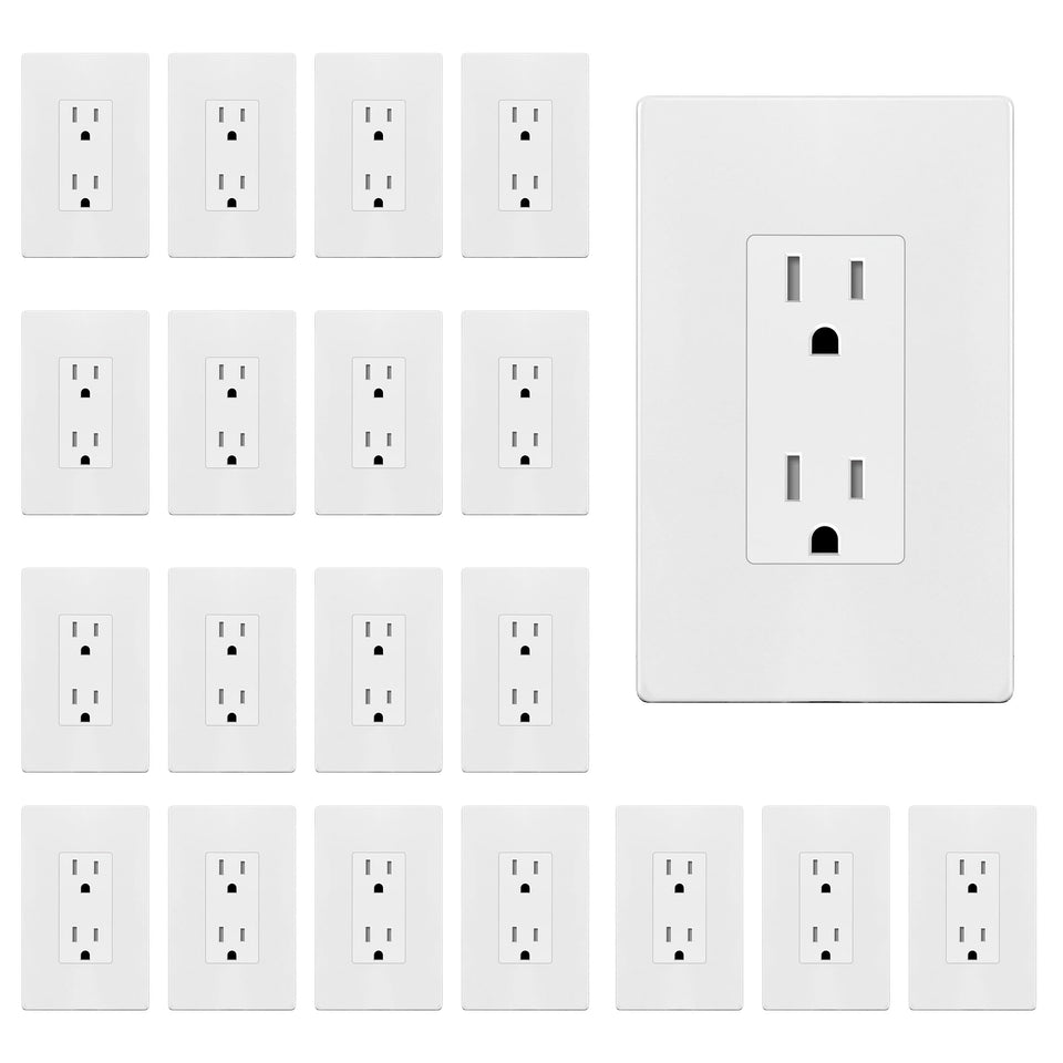 ENERLITES matte white decorator receptacle with fingerprint-resistant finish for clean walls