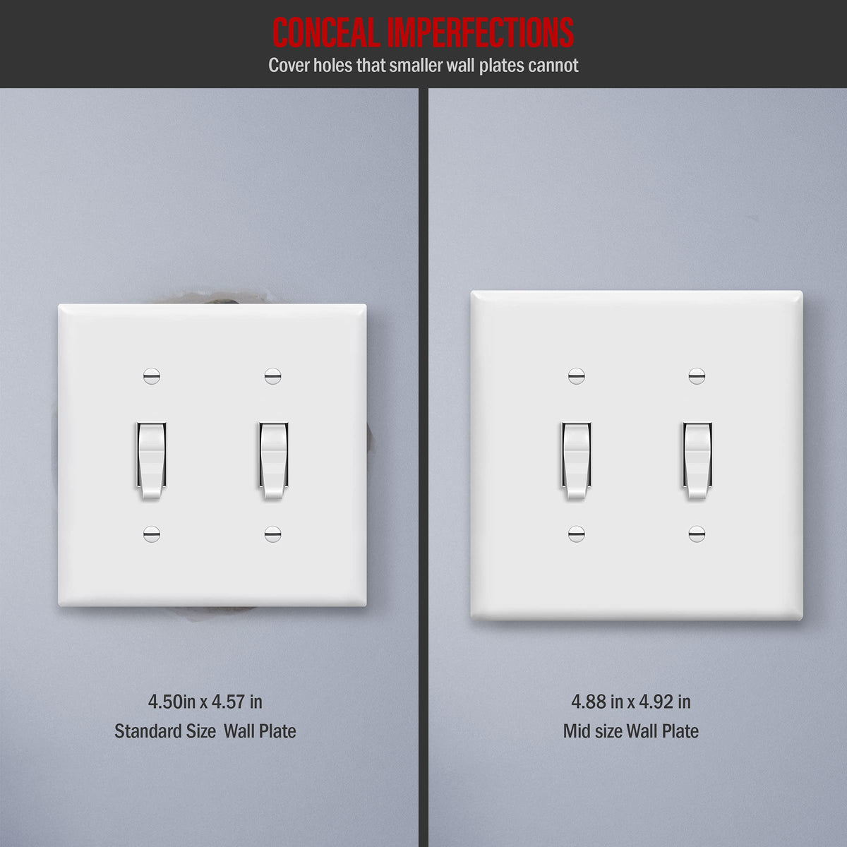 Close-up of ENERLITES wall plate showing impact-resistant material.