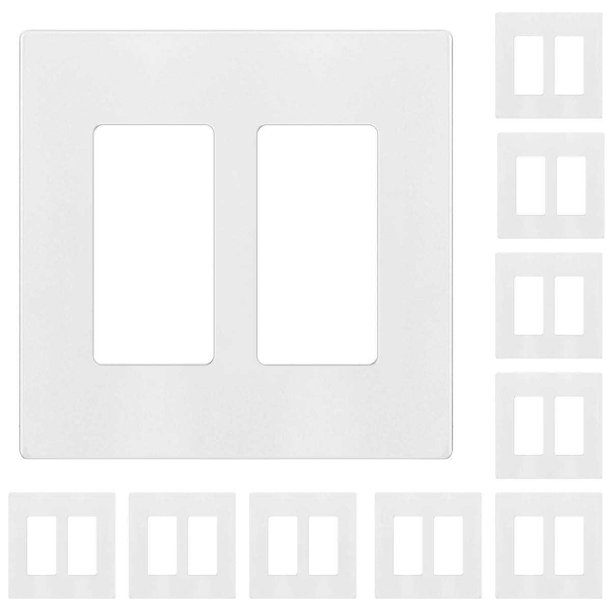 ENERLITES screwless decorator wall plate 2-gang with durable polycarbonate for high-traffic use