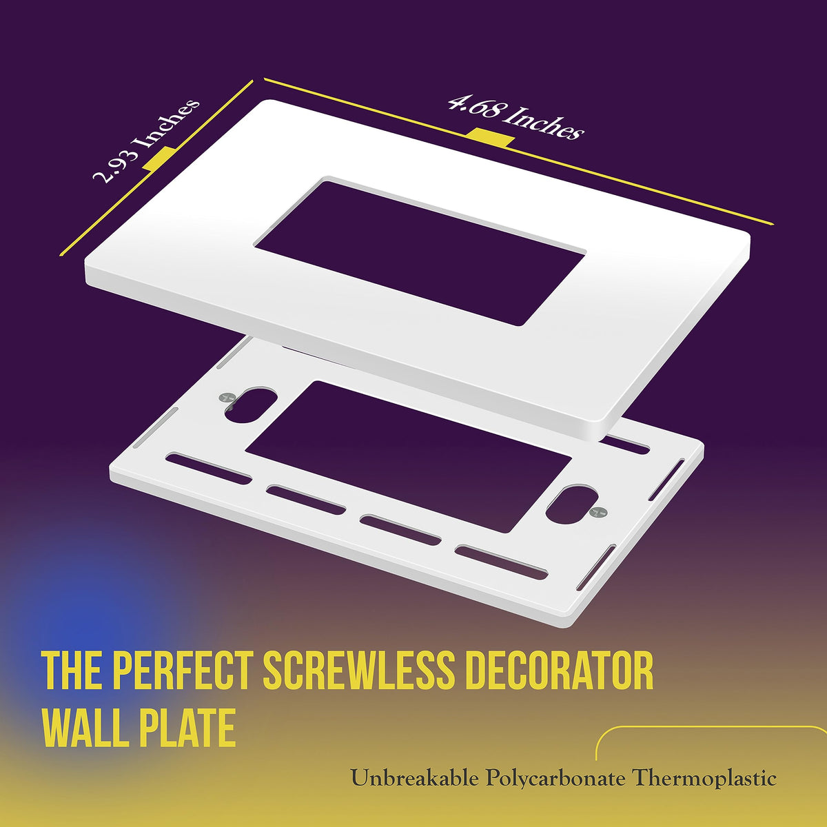 Enerlites screwless wall plate close-up highlighting durable polycarbonate construction.