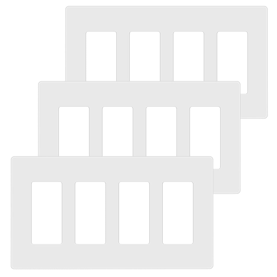 Enerlites screwless wall plate front glossy white for a durable, clean look.